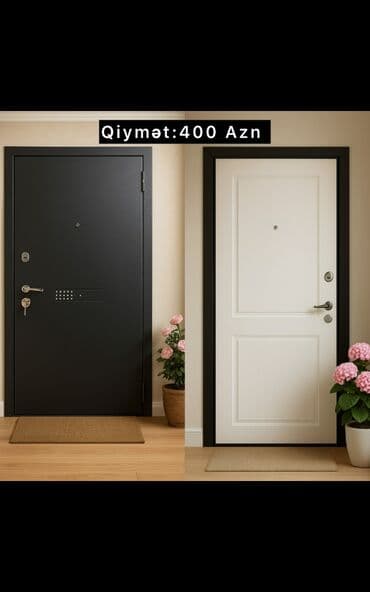 seyf qapi modelleri: Bu elanda müasir dizaynlı, qara və ağ rənglərdə mövcud olan giriş — 1