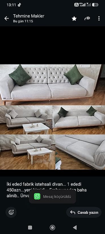 İki eded fabrik istehsali divan. 1 ededi 450azn. yeni kimidi