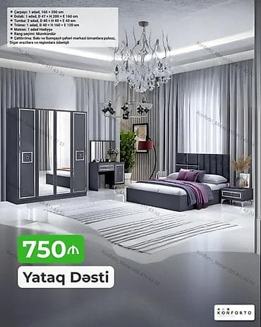 matras sumqayit: Yataq Dəsti – 750 ₼ Komplektin tərkibi və ölçülər: - Çarpayı: 1 ədəd — 1