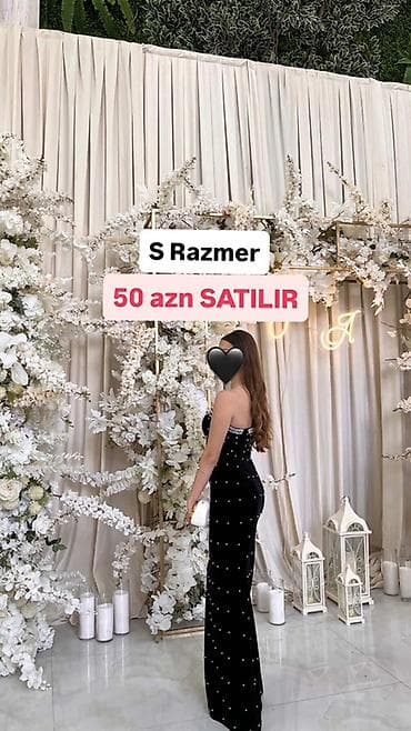 Qara uzun axşam/libas – S razmer - Model: çiyin açıq, strapless -