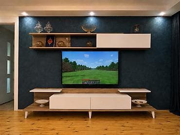Tv stend satilir-125 azn. Hec bir problemi yoxdur. Uzunlugu 2.40