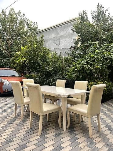 Mətbəx üçün, Dördbucaq masa, 6 stul