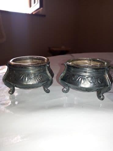 Продукты питания: Antik duzqabı cütü - Material: şüşə daxililik və tökmə metal gövdə — 4