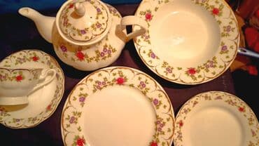 Çay dəsti, rəng - Ağ, Farfor, 6 nəfərlik, Çexiya