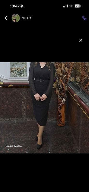 qəd: Qadın qara don - Rəng: qara - Model: dizə qədər, dar siluetli - Yaxa — 1