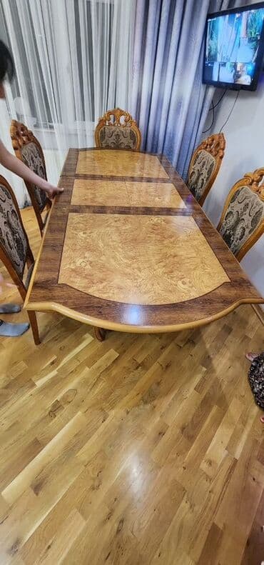 metbex stollari ve stullari: Qonaq otağı üçün, Açılmayan, Oval masa, 6 stul — 6