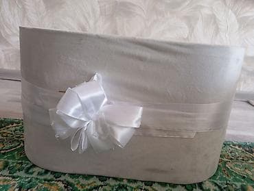 Ağ rəngli dekorativ səbət/qutu - Yumşaq parça ilə örtülmüş, oval