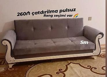 Klassik üslubda 3 nəfərlik yumşaq divan. Geniş oturacaq, yastı tikişli