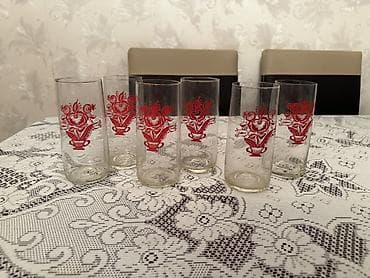 uzerlik qabi: Stəkanlar, rəng - Qırmızı, Şüşə, 6 ədədli dəst — 2