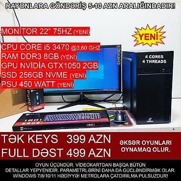Monitorlar: Oyun üçün Kompüter "Legion Core i5 3470 GTX1050 2GB 256GB NVME” ⭐Tək — 1