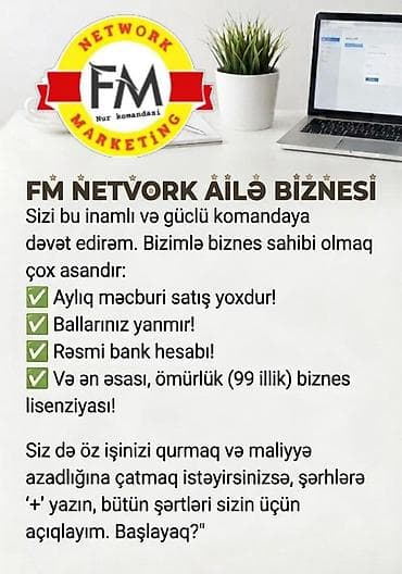 FM Network Ailə Biznesi – komanda ilə onlayn şəbəkə marketinqi imkanı — 1
