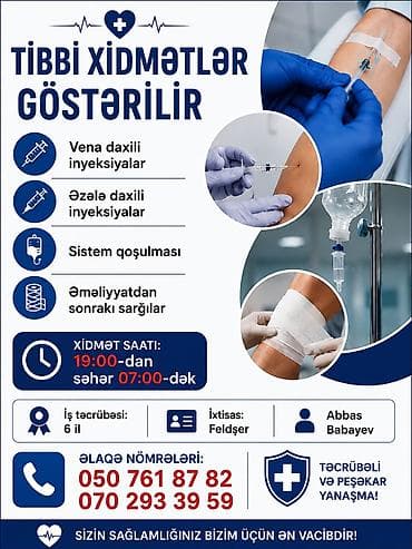 Tibbi xidmətlər göstərilir Xidmətlər: - Vena daxili inyeksiyalar -
