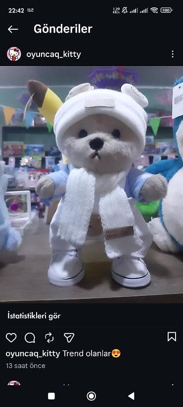 Plyuş oyuncaq ayı – geyim dəstli - Yumşaq, toxunuşa xoş plyuş