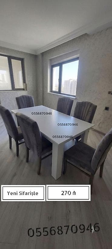 Qonaq otağı üçün, Yeni, Açılmayan, Dördbucaq masa, 6 stul — 1