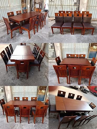 oturaca: Qonaq otağı üçün, İşlənmiş, Açılan, Dördbucaq masa, 8 stul — 1