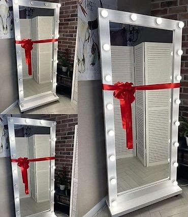 Güzgü Döşəmə üstü, Düzbucaqlı, Makiyaj üçün, Arxa işıqlı