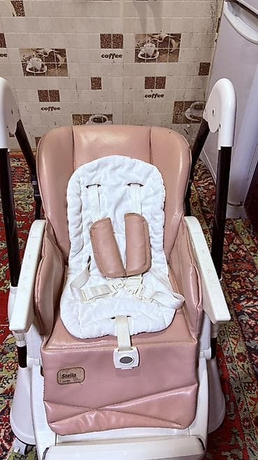 Uşaq yemək stulu – Stella model - Rəng: pudra/çəhrayı oturacaq, ağ — 3