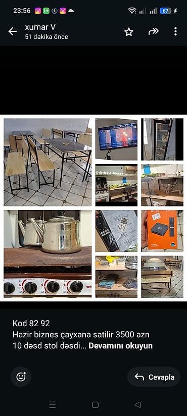 Детская мебель: Kod 82 92 Hazir biznes çayxana satilir 3500 azn 10 dəsd stol dəsdi 1 — 1