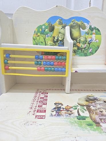 Uşaq üçün yazı‑oxu dəsti – masa və skamya. Taxtadır, dəmir deyil — 2