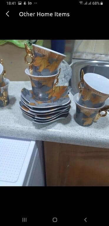 suse fasad: Ev üçün dekor və süfrə dəsti - Qəhvə/çay fincan dəsti: bozumtul fon — 1