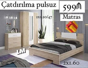yataq dəstlərinin qiyməti: Yataq dəsti Sifarişlə və yeni Qiymət : 599₼+matras 🎁 Rəng — 1