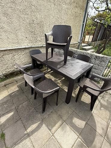 stol ucuz: Dördbucaq masa, 6 stul, Açılmayan, Stullar ilə, Plastik — 3