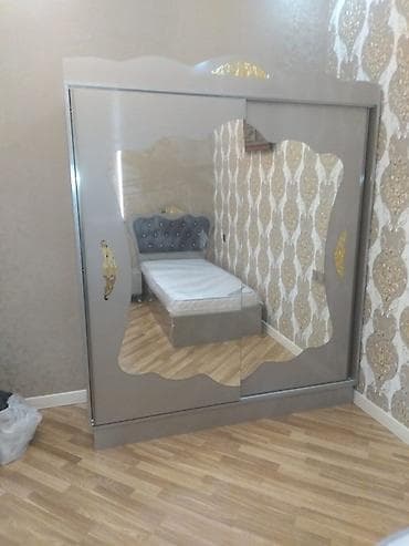 Yeni, 2 qapılı, Güzgülü, Boz, Digər material, Kupe, Düz dolab — 1