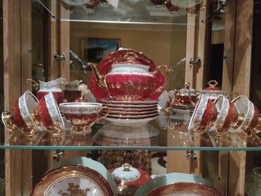 Nahar dəsti, rəng - Qırmızı, Farfor