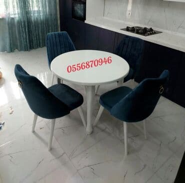 ders masaları: Qonaq otağı üçün, Yeni, Açılmayan, Yumru masa, 4 stul — 2