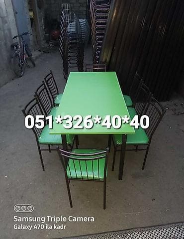 Qonaq otağı üçün, Yeni, Açılan, Dördbucaq masa, 8 stul