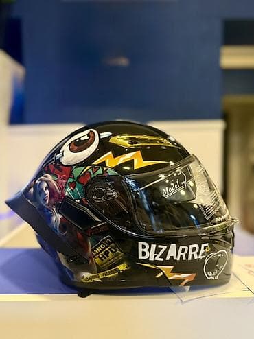 cg motor: Motorsiklet üçün tam üzlü kask – “BIZARRE” dizayn - Korpus: parlaq — 1