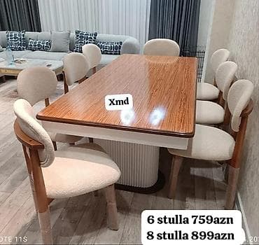ucuz stol stul: Yemək dəsti – masalı və stullarla - Dördkünc yemək masası: parlaq — 1