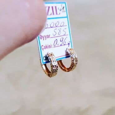 золотые комплекты с бриллиантами в баку: Серьги, Желтое золото, 585 проба, 1 г — 5