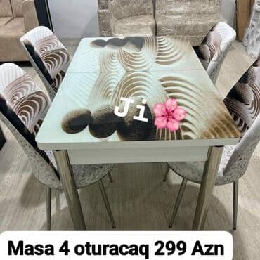 Masa və oturacaq dəstləri: Mətbəx üçün, Yeni, Açılan, 4 stul — 8