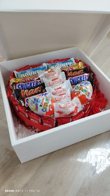 Hediyyelik sokolad sebetleri sifarisle hazirlanir.Sifarisler en az 1