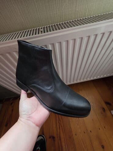 milano botinkalar: Məhsul: Kişi üçün zərif dəri qısa çəkmə (ankle boot) - Rəng: Qara - — 3