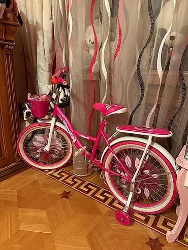 Городские велосипеды: Uşaq velosipedi – qızlar üçün dizayn - Rəng: çəhrayı/ağ, çiçək — 1