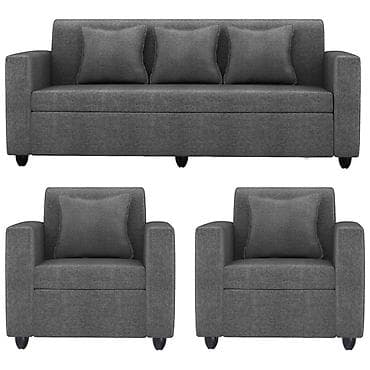 3+1+1 yumşaq mebel dəsti – tünd boz rəng - Dəst: 1 ədəd üçlü divan və lalafo.az -da 3+1+1 yumşaq mebel dəsti – tünd boz rəng - Dəst: 1 ədəd üçlü divan və