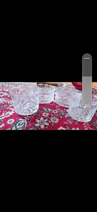 Klassik şüşə/kristal süfrə dəsti - Kəsimli naxışlı şəffaf — 1