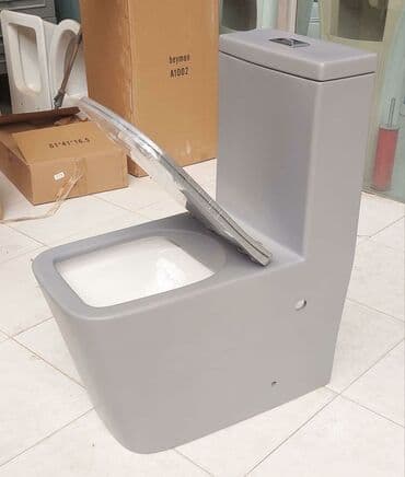 моноблок: Müasir dizaynlı tək bloklu unitaz (monoblok) – mat boz rəng — 1