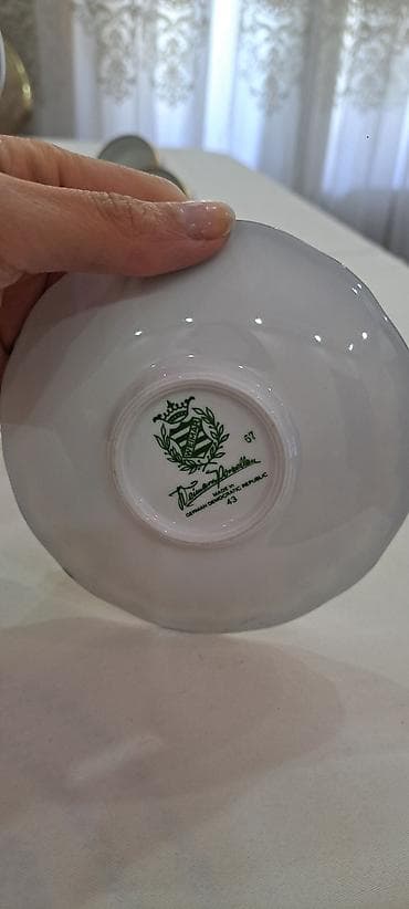 xrustal qab: Çay dəsti, rəng - Ağ, Farfor, Weimar, Almaniya — 3