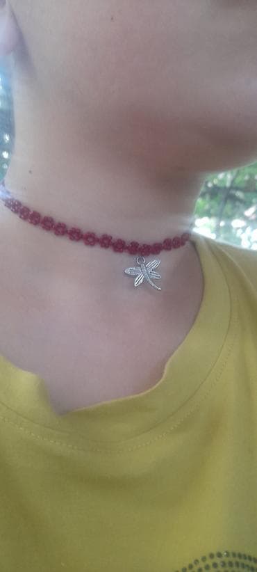 bez çanta: Əl işi aksesuarlar dəsti - Boğazlıq (choker): xırda qırmızı — 2