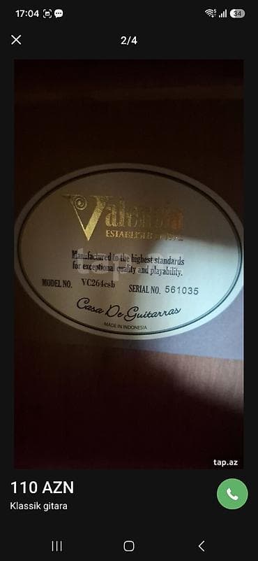 valencia gitara: Valencia klassik gitara – model VC264CSB (Made in Indonesia) - — 2
