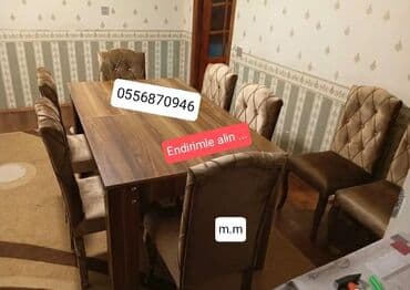 oturacaq dəstləri: Qonaq otağı üçün, Yeni, Dördbucaq masa, 6 stul — 12