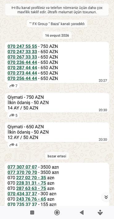 sim kredit: Xüsusi və yadda qalan mobil nömrələr satılır. Seçimlər arasında — 5