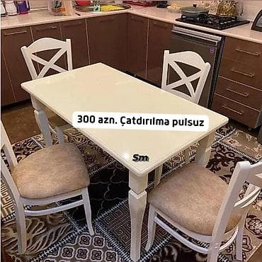 stulla: Mətbəx üçün Masa + 4 stul dəsti Endirimde 299azn Sullarda rəng seçimi — 2