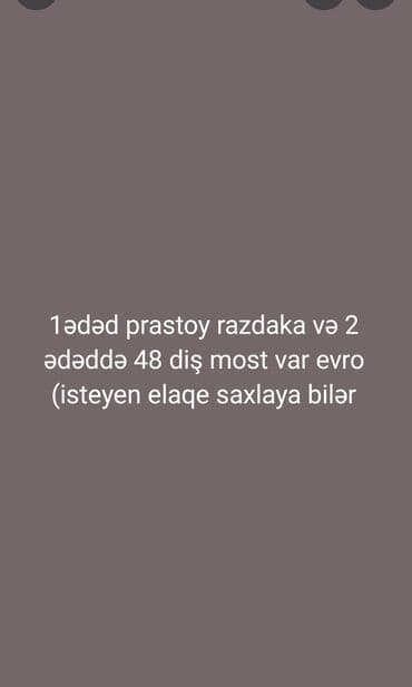 Məhsul: Razdatka və mostlar - 1 ədəd sadə (prastoy) razdatka - 2 ədəd