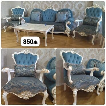 İşlənmiş, Klassik divan, 2 kreslo, Divan, Bazasız, Açılmayan