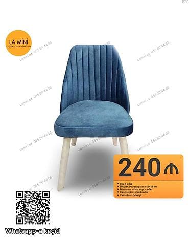 Mətbəx üçün, Qatlanmayan, rəng - Göy Stul