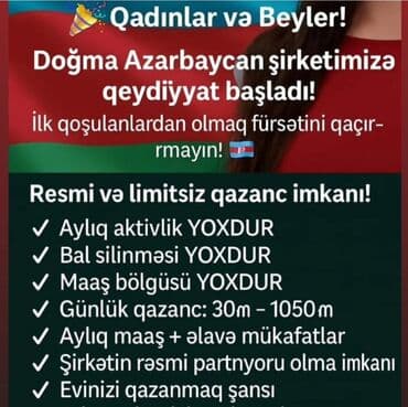Qadınlar və bəylər üçün yeni əməkdaşlıq fürsəti! Doğma Azərbaycan